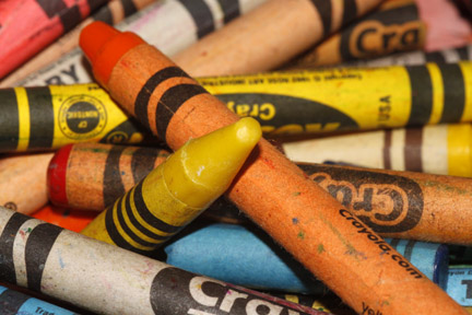 a pile of crayons