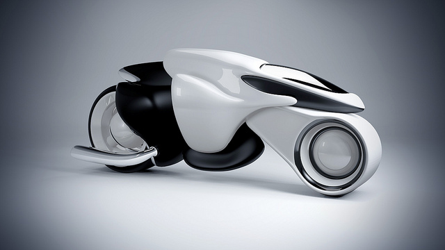 shiny black and white motorcycle